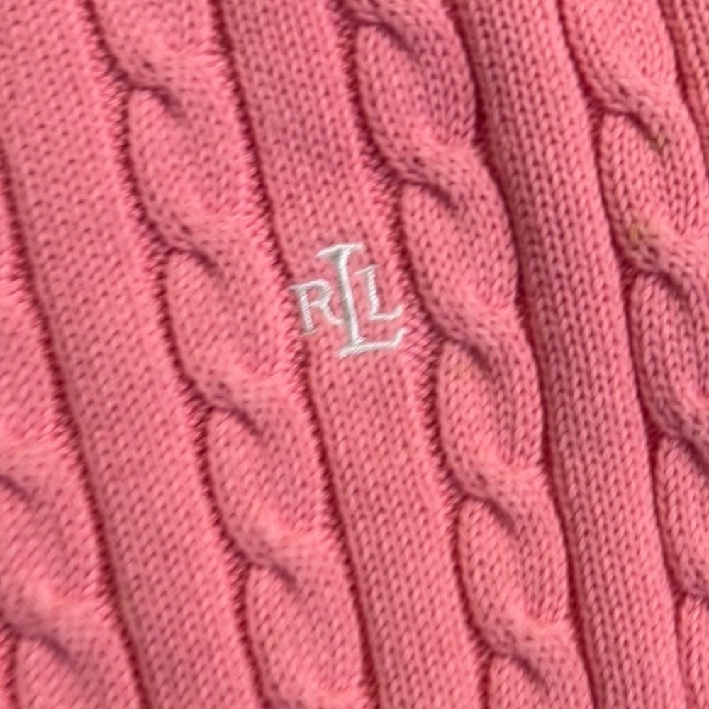 Lauren Ralph Lauren Women's Pink Cable- Knit Sweater S/L Preppy Old Money Luxury - Picture 2 of 8
